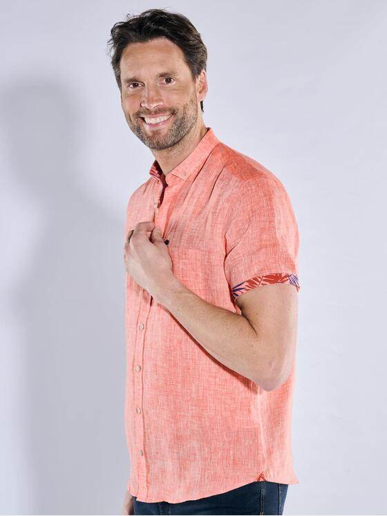 engbers Herren Kurzarm-Hemd aus Leinen Hellrot 38358