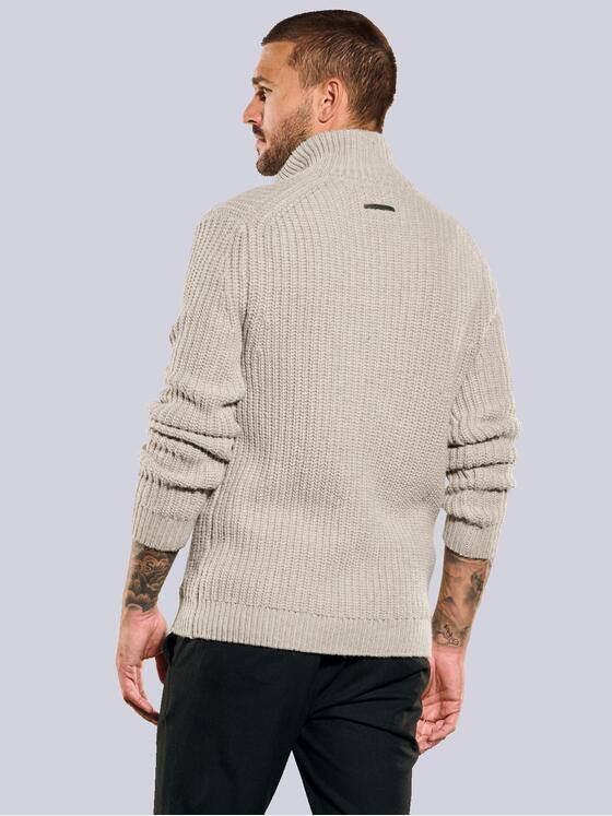 emilio adani Herren Strickjacke mit Stehkragen Beige 35756