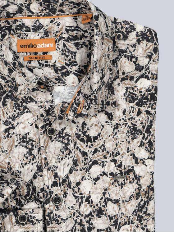 emilio adani Herren Langarm-Hemd aus Jersey Beige 35575
