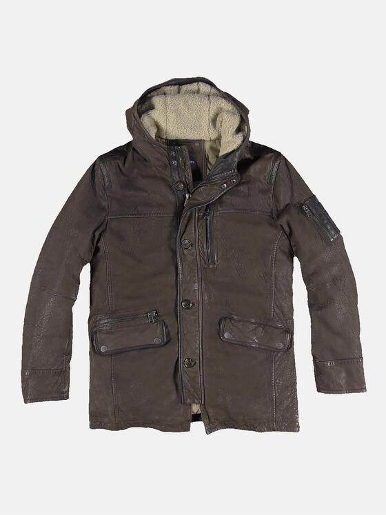engbers Herren Lederjacke mit Kapuze Braun 31845