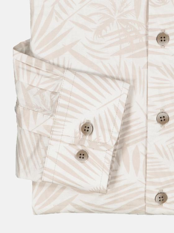 emilio adani Herren Langarm-Hemd gemustert Beige 35117