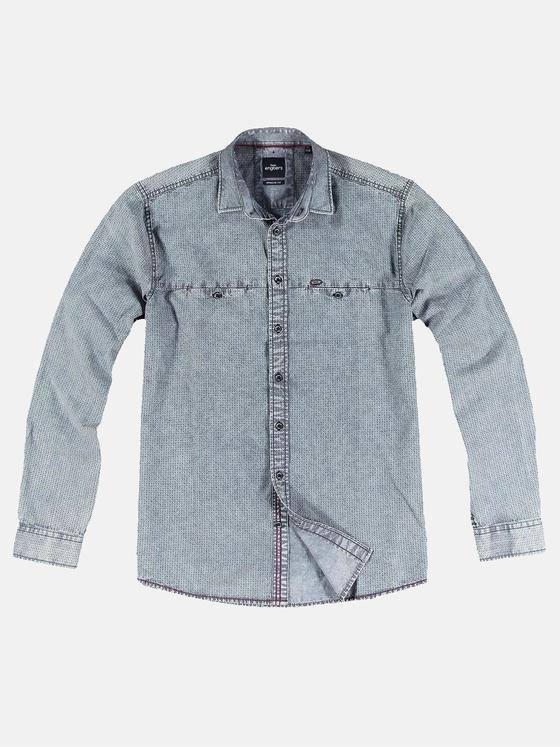 engbers Herren Langarm-Hemd gemustert Petrolblau 32049