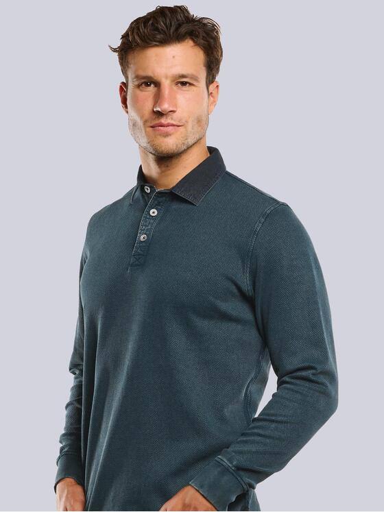 engbers Herren Langarm-Shirt mit Polo-Kragen Petrolblau 33773