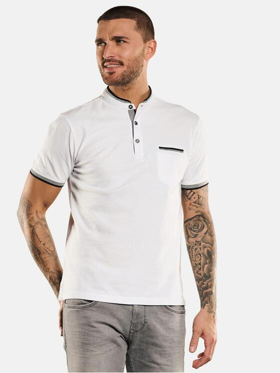 emilio adani Herren Polo-Shirt mit Stehkragen Weiß 33023