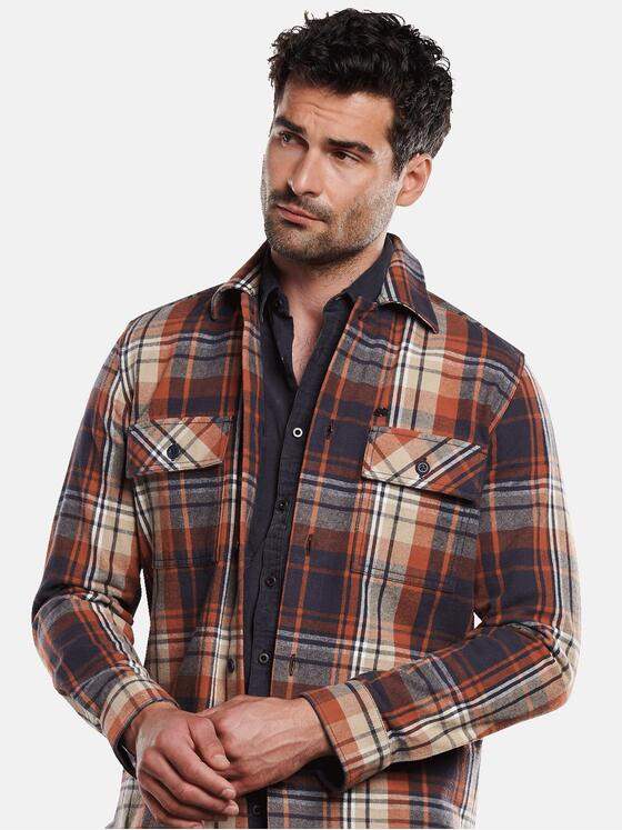 engbers Herren Langarm-Hemd kariert Rostorange 31974