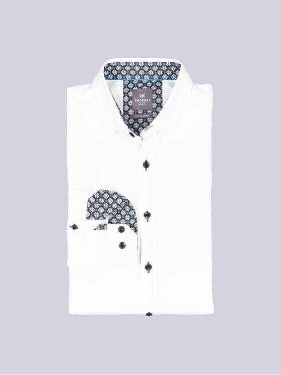 ENGBERS GERMANY Herren Langarm-Hemd mit hochwertiger Warenstruktur Reinweiss 38226