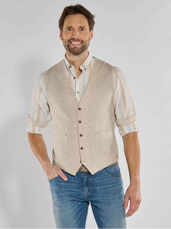 engbers Herren Sakko-Weste mit Leinenanteil Beige 36558