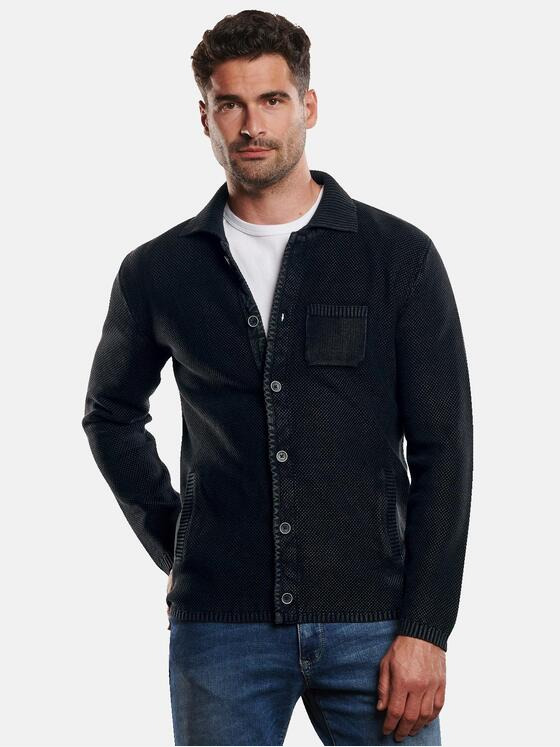 engbers Herren Strick Overshirt Schwarz 32448