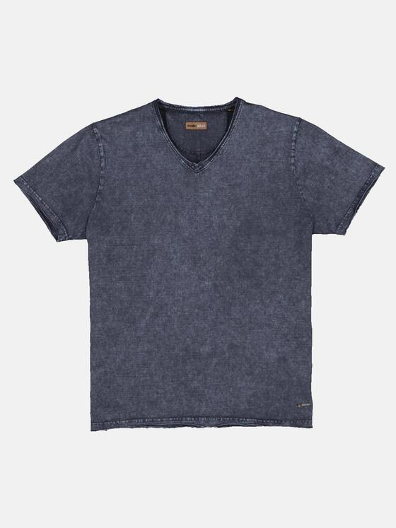 emilio adani Herren T-Shirt V-Neck Blau 33029