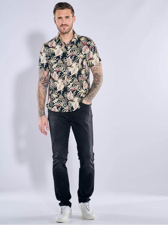emilio adani Herren Kurzarm-Hemd gemustert Beige 38519