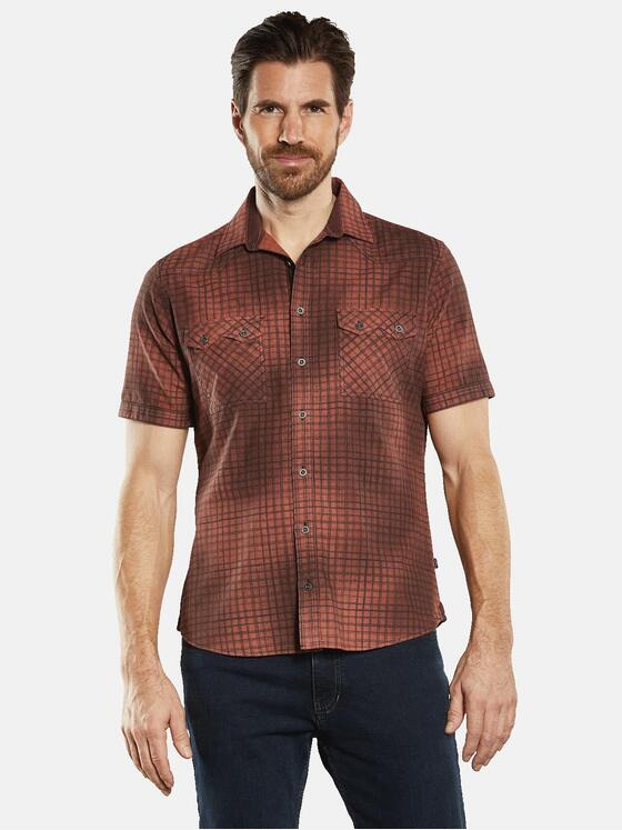 engbers Herren Kurzarm-Hemd gemustert Orange 34451