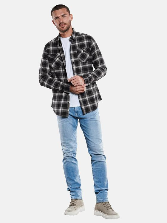 emilio adani Herren Overshirt kariert Schwarz 33671