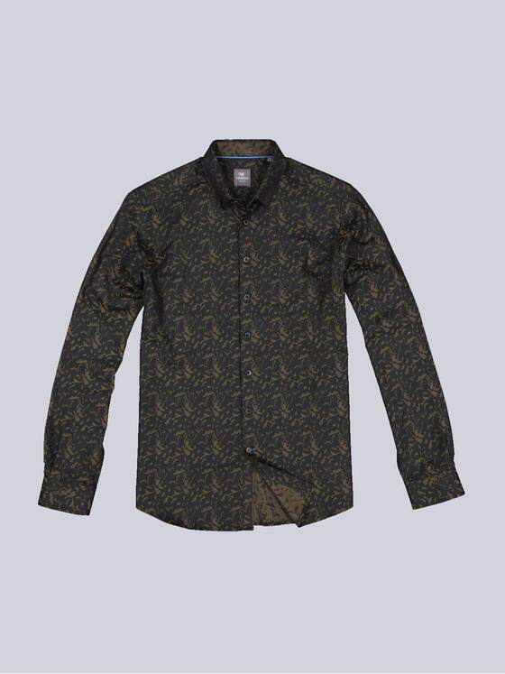 ENGBERS GERMANY Herren Langarm-Hemd gemustert Schwarzbraun 33797