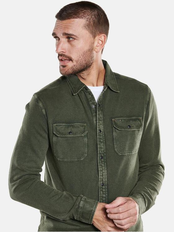 emilio adani Herren Langarm-Shirt mit Polokragen Grün 33732