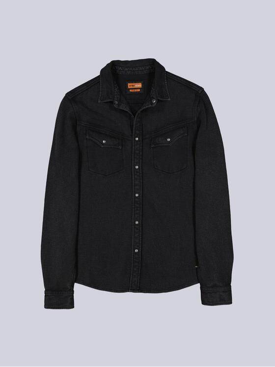 emilio adani Herren Overshirt strukturiert Schwarz 38433