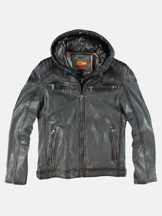 emilio adani Herren Lederjacke Grün 30896
