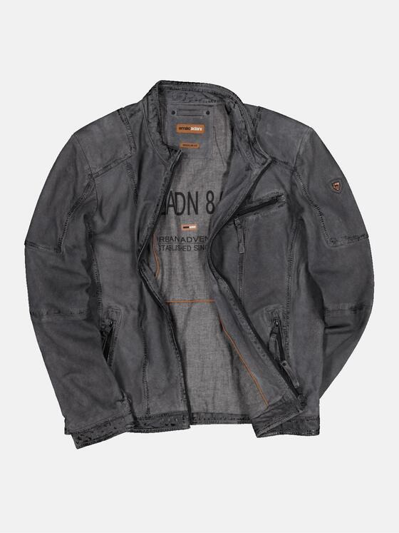 emilio adani Herren Lederjacke in Verloursqualität Grau 32563
