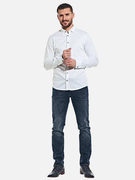 emilio adani Herren Langarmhemd "My Favorite" aus Jersey Weiß 36226