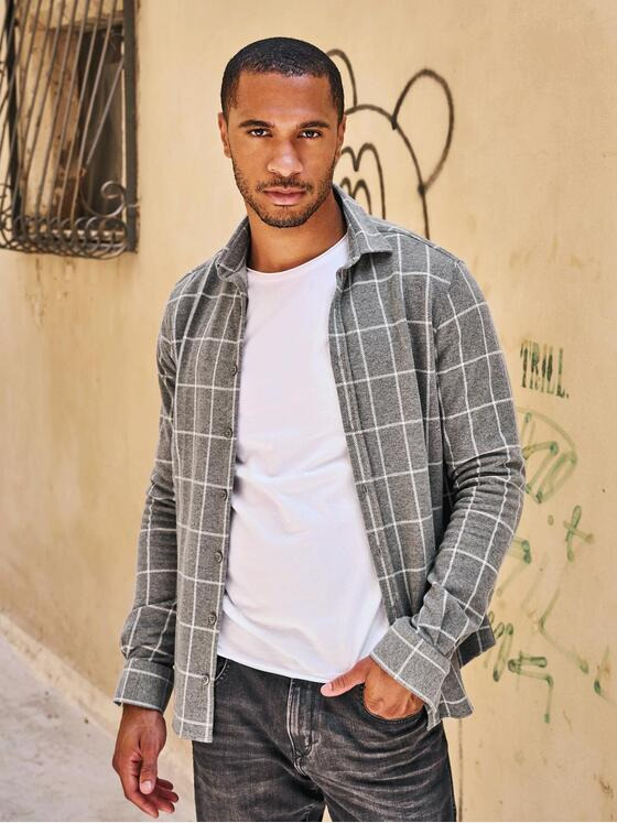 emilio adani Herren Langarm-Hemd slim fit Grau 35775