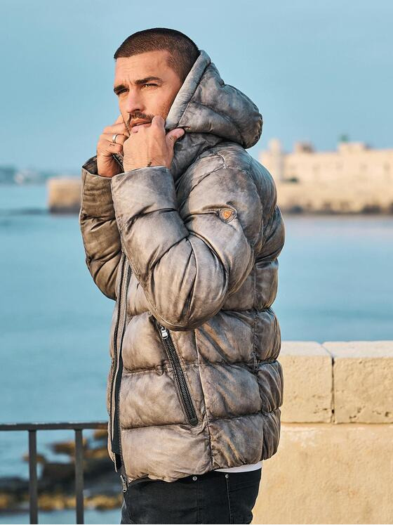 emilio adani Herren Lederjacke regular Grau 35433