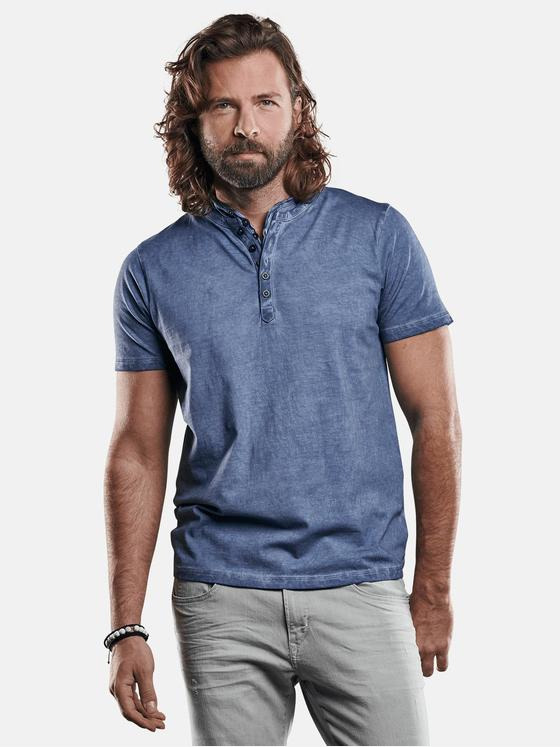 emilio adani Herren Henley T-Shirt Blau 29254