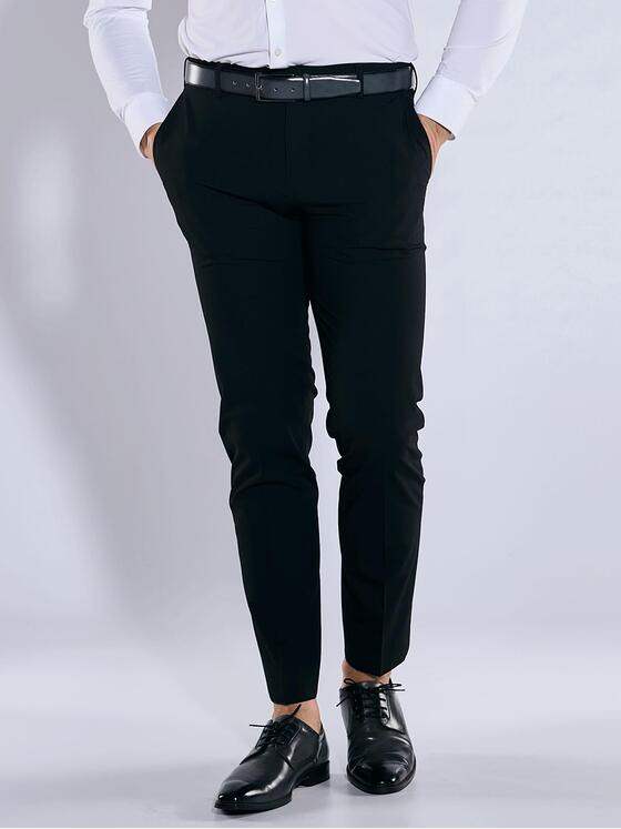 emilio adani Herren Anzug-Hose slim fit Schwarz 37376