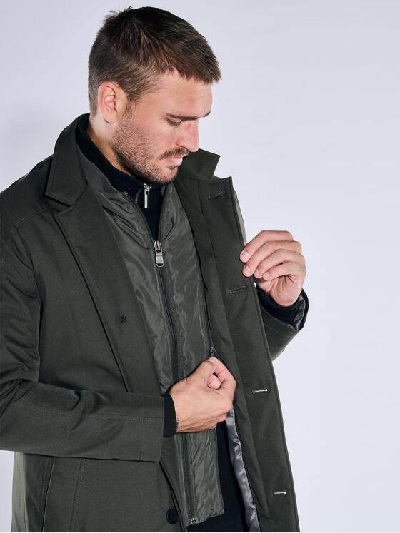 emilio adani Herren Mantel mit heraustrennbarem Inlet Grün 39143