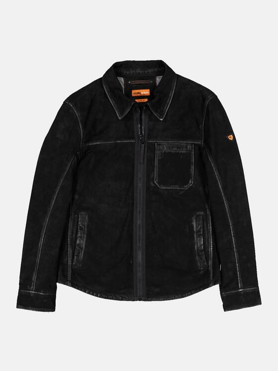 emilio adani Herren Lederjacke slim fit Schwarz 36199