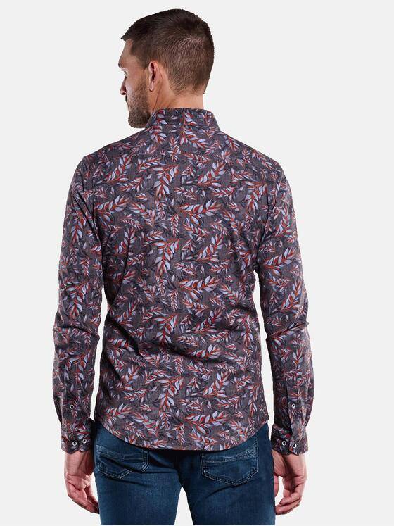 emilio adani Herren Langarm-Hemd mit All-Over-Print Rot 33346