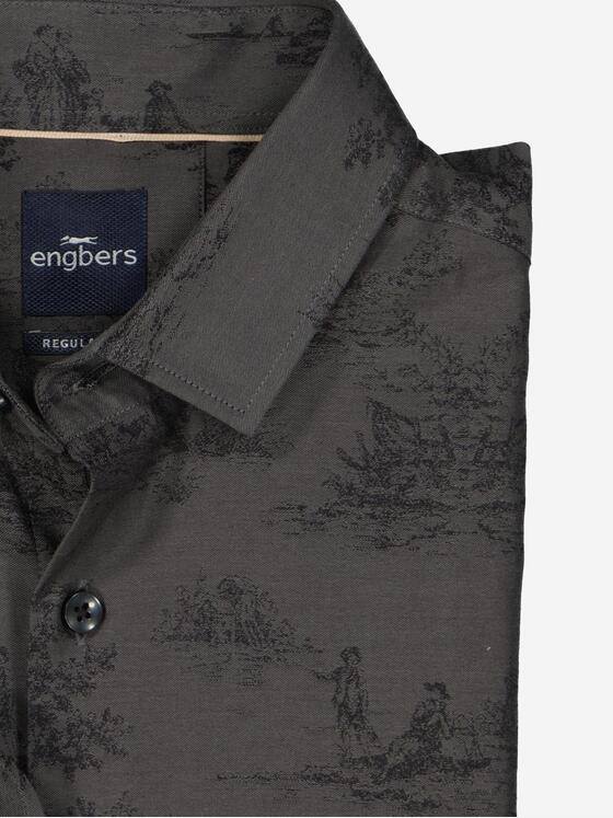 engbers Herren Langarm-Hemd gemustert Braun 37758