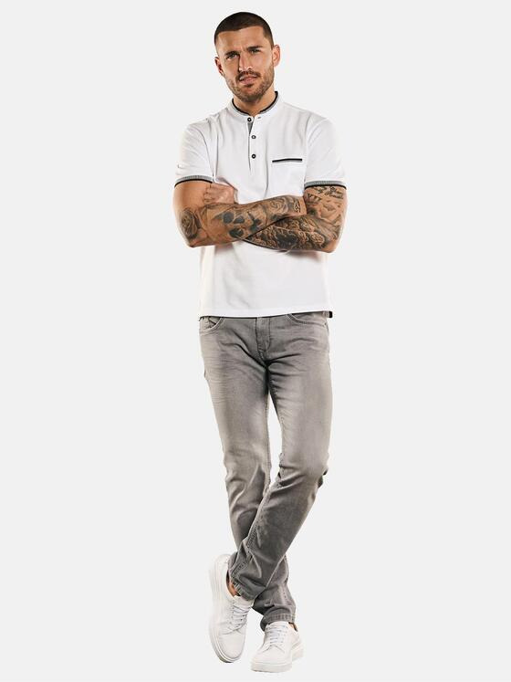 emilio adani Herren Polo-Shirt mit Stehkragen Weiß 33023
