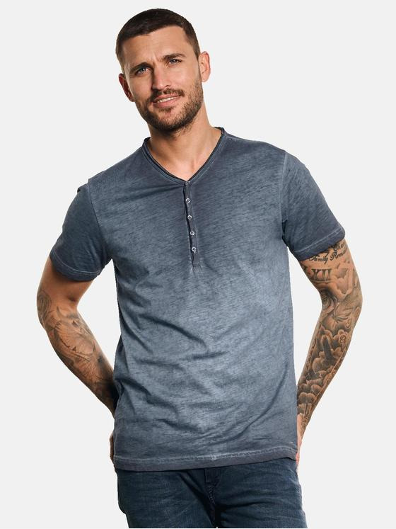 emilio adani Herren Henley T-Shirt Blau 32765