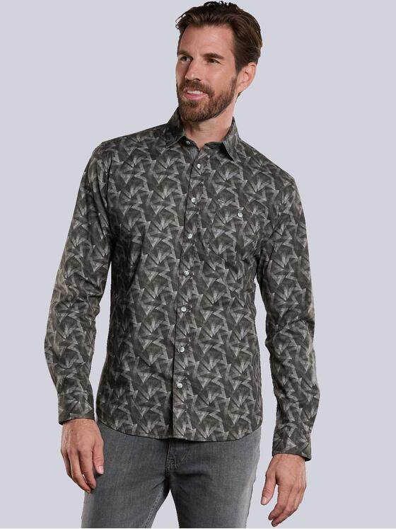engbers Herren Langarm-Hemd gemustert Oliv 34193