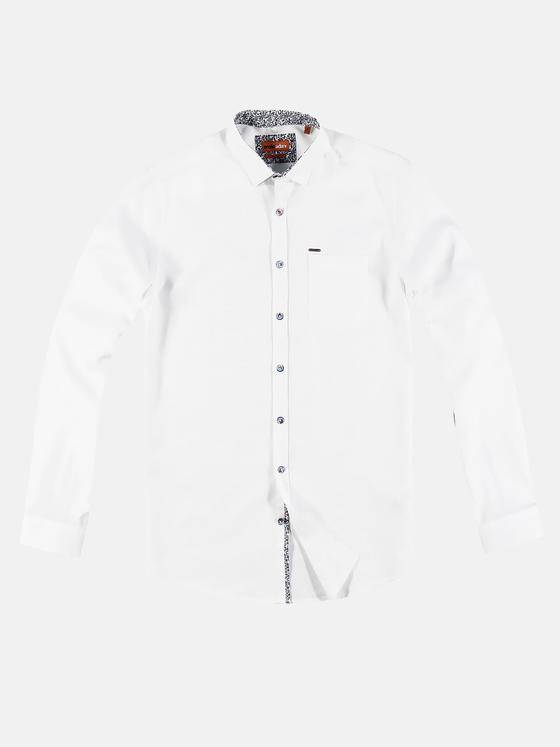 emilio adani Herren Unifarbenes Hemd mit Kontrastdetails Weiß 30544