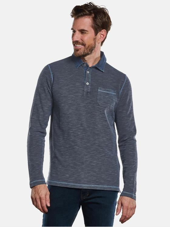 engbers Herren Langarm-Shirt Polokragen Blau 32441