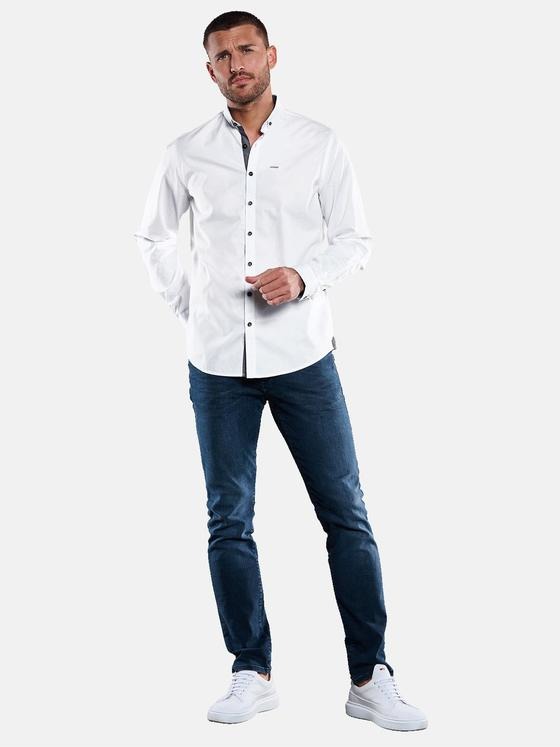 emilio adani Herren Langarm-Hemd uni Weiß 33476