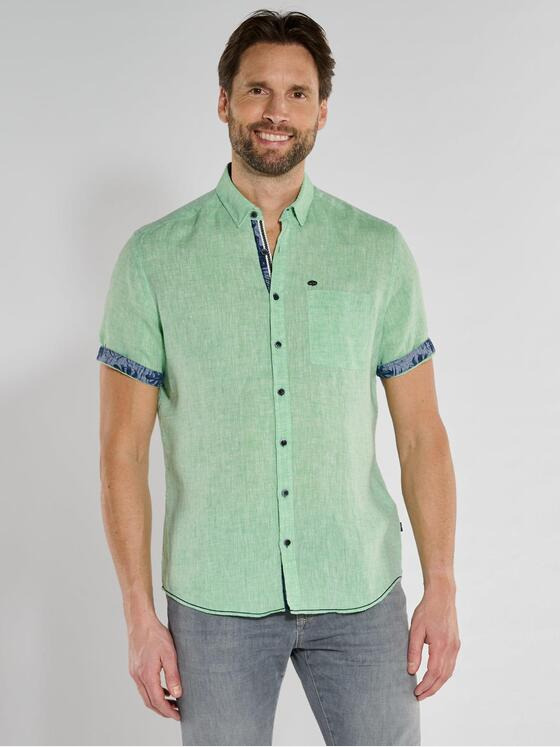 engbers Herren Kurzarm-Hemd aus Leinen Gruen 36629
