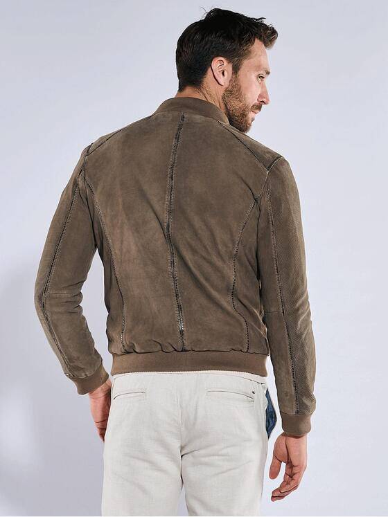 emilio adani Herren Lederjacke slim fit Grün 36517