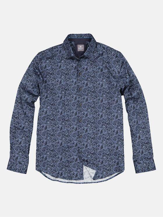engbers Herren Langarm-Hemd mit Paisley-Print Saphirblau 33363