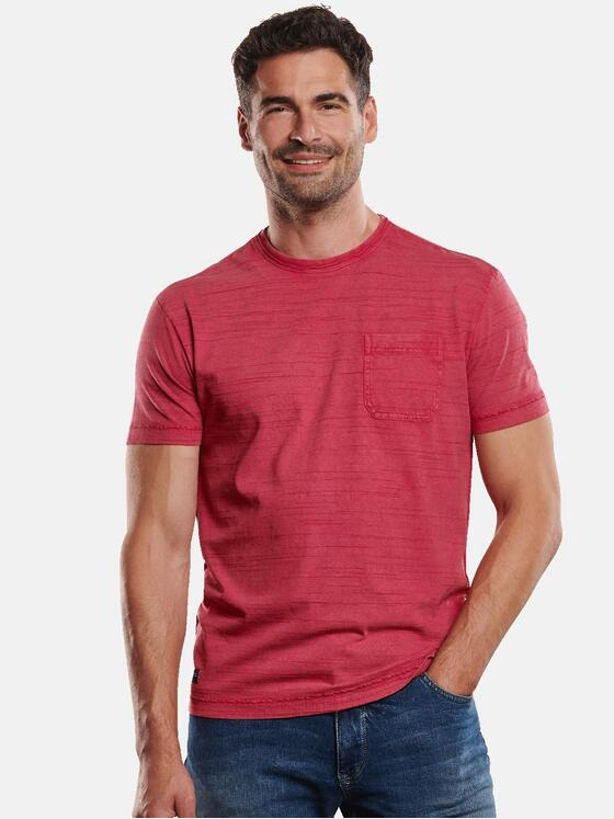 engbers Herren T-Shirt Rundhals gestreift Feuerrot 31647