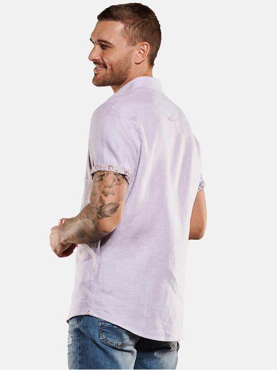emilio adani Herren Kurzarm-Hemd aus Leinen Violett 34774