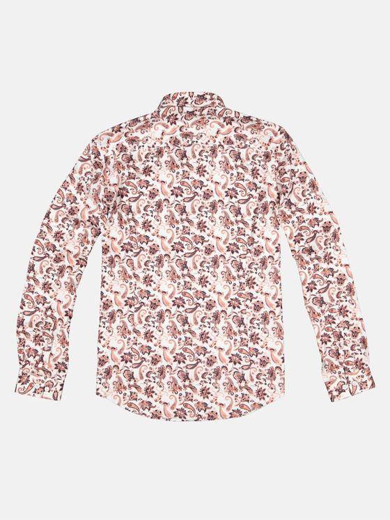 emilio adani Herren Langarm-Hemd mit Paisley-Print Orange 32639