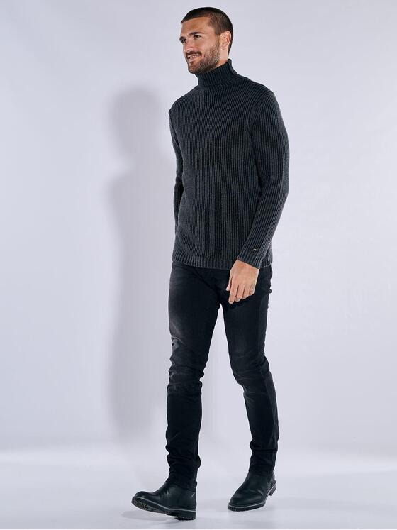 emilio adani Herren Pullover mit Rollkragen Schwarz 37980