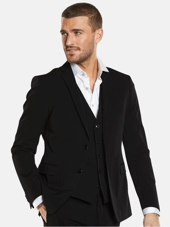 emilio adani Herren Anzug-Sakko slim fit Schwarz 34571