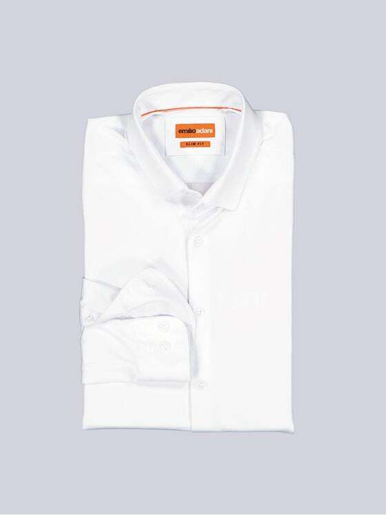 emilio adani Herren Langarm-Hemd aus Jersey Reinweiss 36017