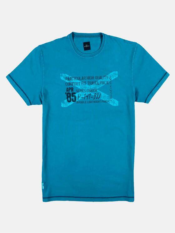 engbers Herren Modisch bedrucktes T-Shirt Cyanblau 27337