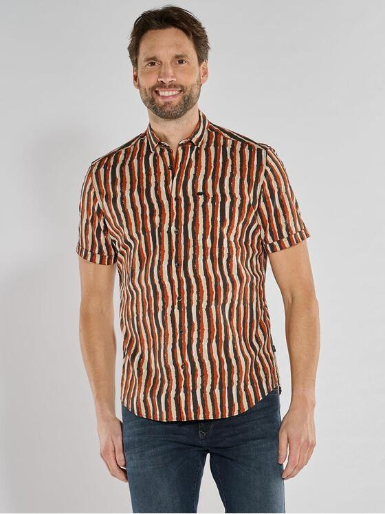 engbers Herren Kurzarm-Hemd gestreift Rostorange 36624
