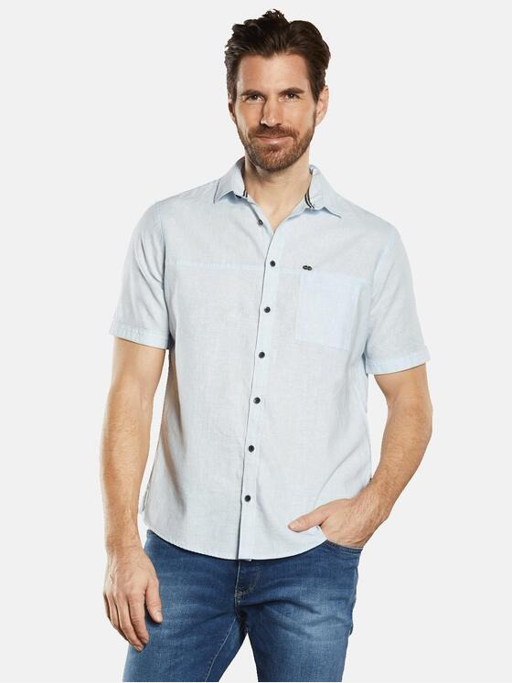 engbers Herren Kurzarm-Hemd mit Leinenanteil Blau 34471