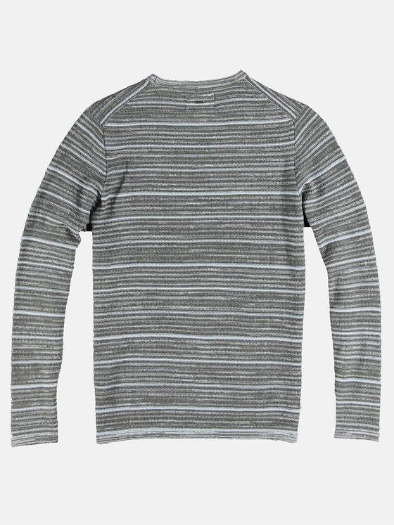 emilio adani Herren Rundhals Pullover gestreift Grau 32070