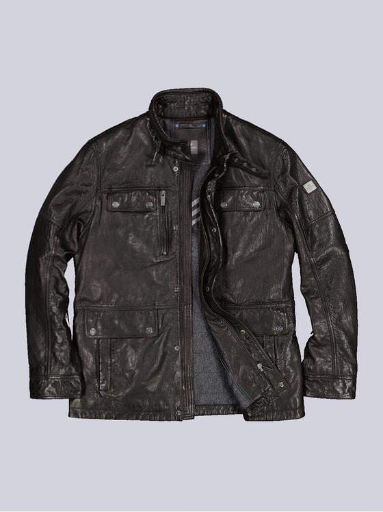 ENGBERS GERMANY Herren Lederjacke mit innovativer Warenoberfläche Braun 35440